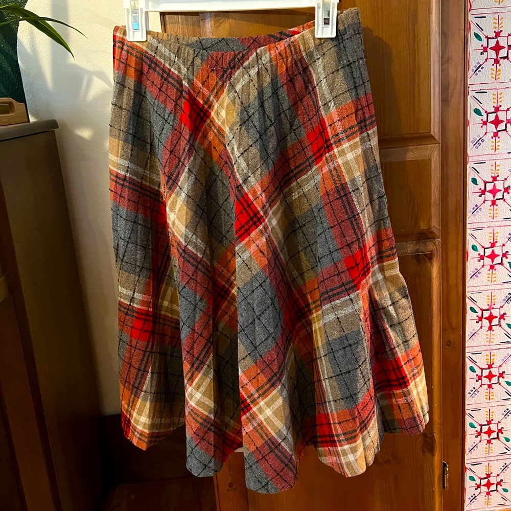 Vintage Wool Pleated Midi Skirt